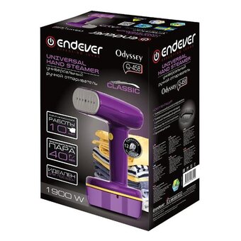  Отпариватель для одежды компактный Endever Odyssey Q-458 фиолетовый/желтый 