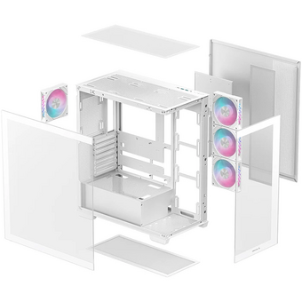  Корпус Deepcool CG580 4F WH без БП, боковое окно (панорама), 4x120mm ARGB PWM вентилятора, белый, ATX 