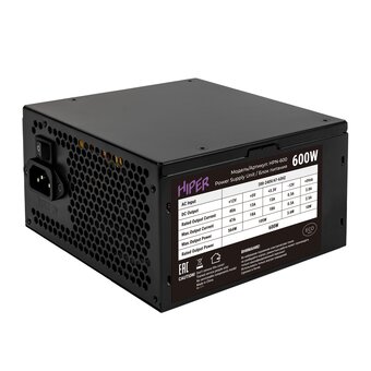  Блок питания Hiper Eco HPN-600 (ATX 2.31, 600W, noPFC, 120mm fan, Black), Box 