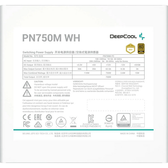 Блок питания Deepcool Game Storm PN750M WH V2 Gen.5 (R-PN750M-FC0W-WGEU) ATX 750W 80+ gold (20+4pin) APFC 120mm fan 8xSATA RTL 