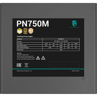  Блок питания Deepcool GamerStorm PN750M (GS PN750M) (ATX 3.1, 750W, Full Cable Management, PWM 120mm fan, Active PFC, 80+ Gold, Gen5 PCIe) RET 