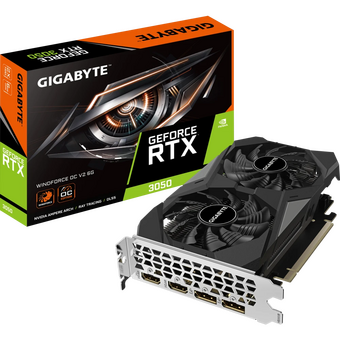  Видеокарта Gigabyte Nvidia GeForce RTX 3050 6Gb (GV-N3050WF2OCV2-6GD) PCI-E 4.0 96bit GDDR6 1470/14000 HDMIx2 DPx2 HDCP Ret 