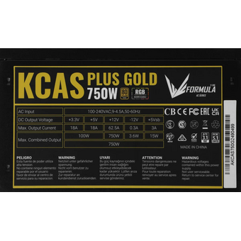  Блок питания Formula AC KCAS Plus Gold ATX 750W RGB (KCAS Plus 750G) 80+ gold (20+4pin) APFC 120mm fan color LED 8xSATA RTL 
