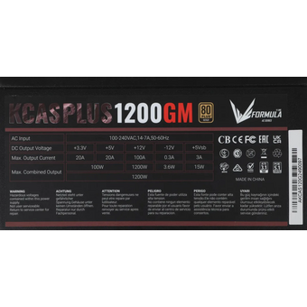  Блок питания Formula AC KCAS Plus 1200GM V2 (ACPG-KPK2FEC.12) ATX 1200W (20+4pin) APFC 140mm fan 10xSATA Cab Manag RTL 