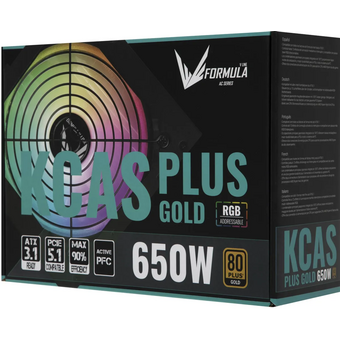  Блок питания Formula AC KCAS Plus Gold (KCAS Plus 650G) ATX 650W RGB 80+ gold (20+4pin) APFC 120mm fan color LED 6xSATA RTL 