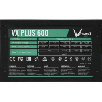  Блок питания Formula AC VX Plus (VX-600 Plus) ATX 600W (20+4pin) 120mm fan 3xSATA RTL 