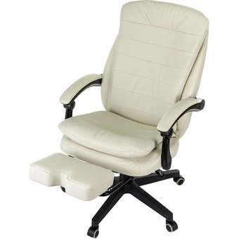  Кресло руководителя Бюрократ T-9950MSG-F слоновая кость (T-9950MSG-F/IVORY-PU) эко.кожа крестов. пластик подст.для ног 