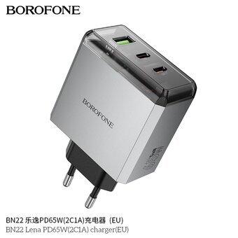  СЗУ BOROFONE BN22 Lena PD65W2C1A charger EU серый 