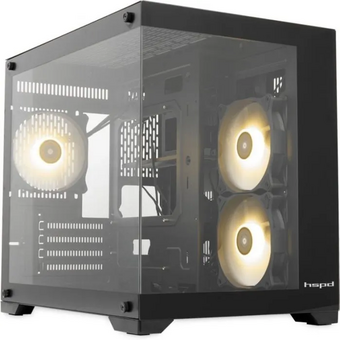  Корпус HSPD F330 (F330-TGBK-ARGB), без БП, Panoramic Mini-tower, Black, TG, 0.5 SPCC, 3x120mm ARGB mATX, mITX 160/400/200mm 1x2.5", 2x3.5", 4x 