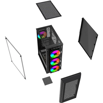  Корпус Powercase Mistral S4B (CMSB-L4), Tempered Glass, 4x 120mm FRGB Fans, чёрный, ATX 