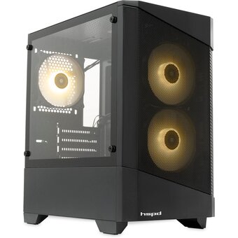  Корпус HSPD M330 (M330-TGBK-ARGB), без БП, Mesh Mini-tower, Black, TG, 0.6 SPCC, 3x120mm ARGB mATX, mITX 175/330/160mm 2x2.5", 4xPCI 1xUSB-A 3 