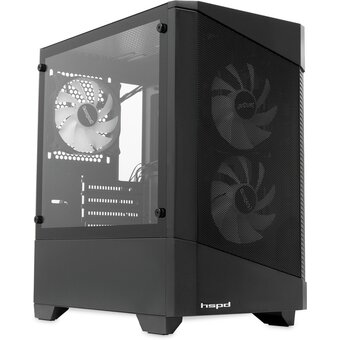  Корпус HSPD M330 (M330-TGBK-ARGB), без БП, Mesh Mini-tower, Black, TG, 0.6 SPCC, 3x120mm ARGB mATX, mITX 175/330/160mm 2x2.5", 4xPCI 1xUSB-A 3 