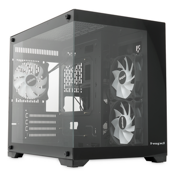  Корпус HSPD F330 (F330-TGBK-ARGB), без БП, Panoramic Mini-tower, Black, TG, 0.5 SPCC, 3x120mm ARGB mATX, mITX 160/400/200mm 1x2.5", 2x3.5", 4x 