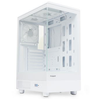  Корпус HSPD F510 (F510-TGWH-ARGB), без БП, Panoramic Mid Tower, White, TG, 0.5 SPCC, 3x120mm ARGB ATX, mITX 180/280/160mm 1x2.5", 7xPCI 2xUSB- 