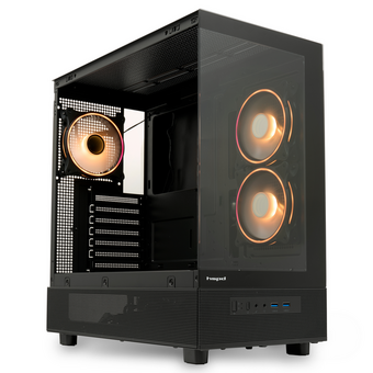  Корпус HSPD F710 (F710-TGBK-ARGB), без БП, Panoramic Mid Tower, Black, TG, 0.5 SPCC, 3x120mm ARGB E-ATX, ATX, mITX 185/395/270mm 2x2.5", 1x3.5 