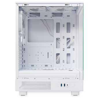  Корпус HSPD F510 (F510-TGWH-ARGB), без БП, Panoramic Mid Tower, White, TG, 0.5 SPCC, 3x120mm ARGB ATX, mITX 180/280/160mm 1x2.5", 7xPCI 2xUSB- 