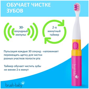  Звуковая зубная щетка Brush-Baby Go-Kidz Pinkот BRB121 розовая 