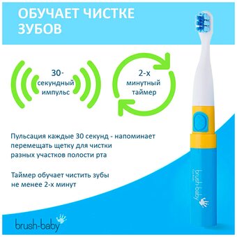  Звуковая зубная щетка Brush-Baby Go-Kidz BRB122 Blue голубая 