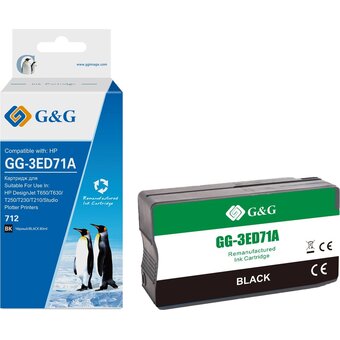  Картридж струйный G&G GG-3ED71A 712 черный (80мл) для HP DesignJet T650/T630/T250/T230/T210/Studio Plotter Printers 