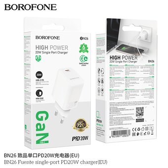  СЗУ BOROFONE BN26 Fuente single-port PD20W charger EU white 