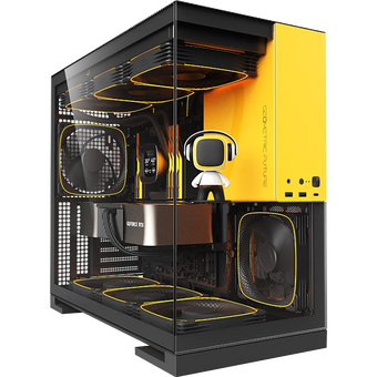  Корпус Geometric Future Model 5 Black Yellow with fans (1AM5WKBY01100) / mid tower, E-ATX / 5x140mm ARGB fans 