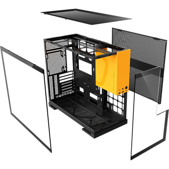  Корпус Geometric Future Model 5 Black Yellow with fans (1AM5WKBY01100) / mid tower, E-ATX / 5x140mm ARGB fans 