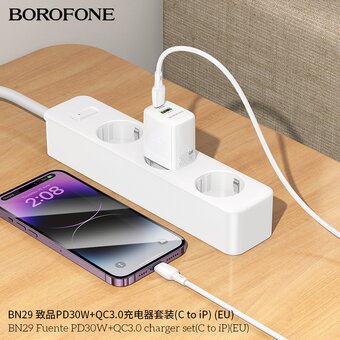  СЗУ BOROFONE BN29 Fuente PD30W+QC3.0 charger white 