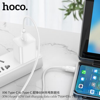  Дата-кабель НОСО X96 Hyper 60W fast charging data cable, Type-C + Type-C (белый) 
