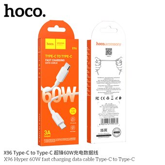  Дата-кабель НОСО X96 Hyper 60W fast charging data cable, Type-C + Type-C (белый) 