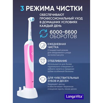  Зубная щетка Longa Vita KAB-4 розовая 