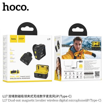  Микрофон беспроводной HOCO L17 Dual-mic magnetic lavalier wireless digital microphone iP/Type-C 