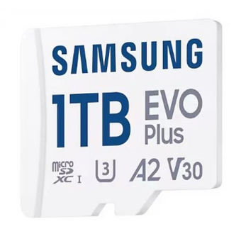  Карта памяти Samsung Evo Plus (MB-MC1T0SA/EU) microSDXC 1TB Class 10, A2, V30, UHS-I (U3), W 90 МБ/с, R 160 МБ/с, адаптер на SD 