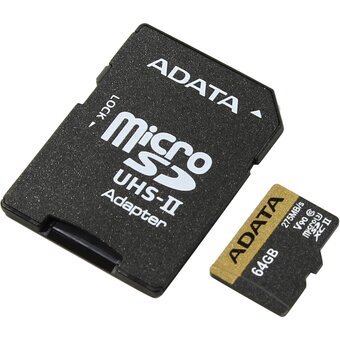  Карта памяти A-DATA ASDX64GUII3CL10-C 64GB microSDXC Class 10 UHS-II U3 V30 A2 290/260 MB/s 