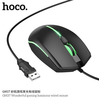  Мышь HOCO GM37 Wonderful игровая с подсветкой черный 