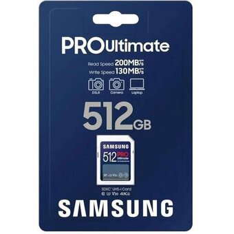  Карта памяти Samsung Pro Ultimate (MB-SY512S/WW) SDXC 512GB , W130МБ/с R200МБ/с 