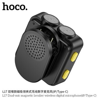  Микрофон беспроводной HOCO L17 Dual-mic magnetic lavalier wireless digital microphone iP/Type-C 