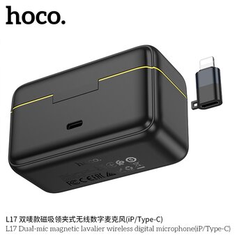  Микрофон беспроводной HOCO L17 Dual-mic magnetic lavalier wireless digital microphone iP/Type-C 