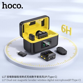  Микрофон беспроводной HOCO L17 Dual-mic magnetic lavalier wireless digital microphone iP/Type-C 