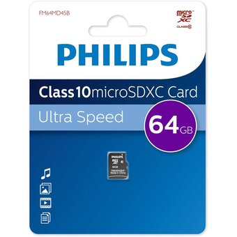  Карта памяти PHILIPS FM64MD45B/97 64GB microSDHC Class 10 