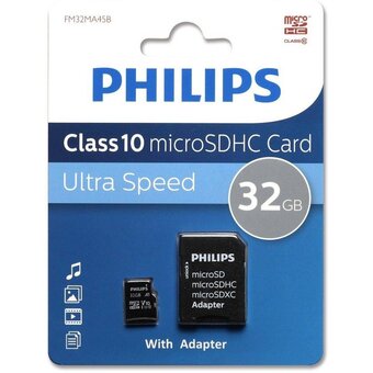  Карта памяти PHILIPS FM32MA45B/97 32GB microSDHC Class 10 (SD адаптер) 