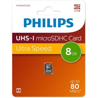  Карта памяти PHILIPS FM08MD55B/97 8GB High Speed microSDHC Class 10 80MB/s 
