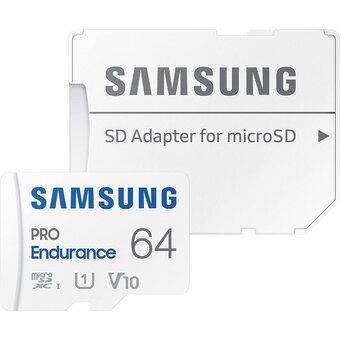  Карта памяти Samsung Pro Endurance (MB-MJ64KA/EU) microSDXC 64GB (для видеорегистратора) Class 10, UHS-I, W 30 МБ/с, R 100 МБ/с, адаптер на SD 