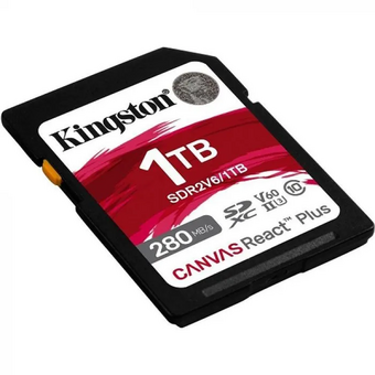 Карта памяти Kingston SDR2V6/1TB SDHC 1TB, UHS-I Class U3 V60, чтение 280Мб/с, запись 100Мб/с 