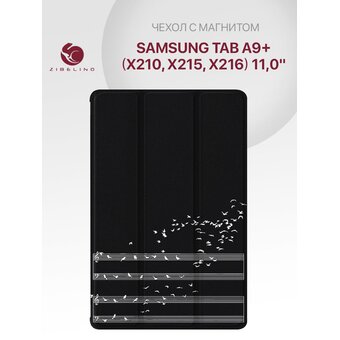  Чехол для планшета Samsung Galaxy Tab A9 Plus (4G, 5G) (X210, X215, X216) A9+ (11.0") с рисунком, с магнитом, черный с принтом НОТЫ (Самсунг Галакси Т 