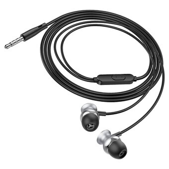  Наушники HOCO M106 Fountain metal universal earphones with microphone металически-серый 