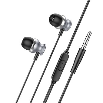 Наушники HOCO M106 Fountain metal universal earphones with microphone металически-серый 