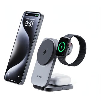  Беспроводное зарядное устройство Aukey LC-MC312 3in1 Travel Qi2 
