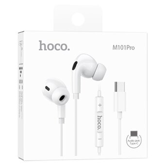  Наушники HOCO M101 Pro Crystal sound Type-C wire-controlled digital earphones with microphone белый 