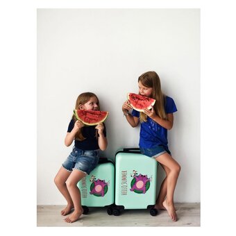  Дорожный чемодан LATS 704 Кот в круге, бирюзовый 