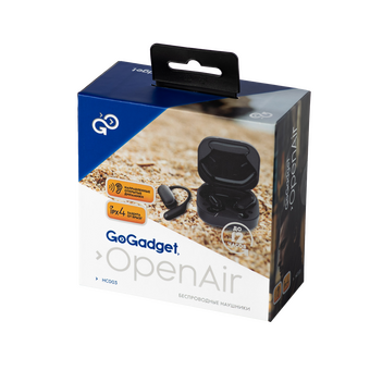  Беспроводные наушники GoGadget OpenAir, заушные, открытый динамик, 2 микрофона, 35+300 мАч, до 12 ч ЧЕРНЫЙ 